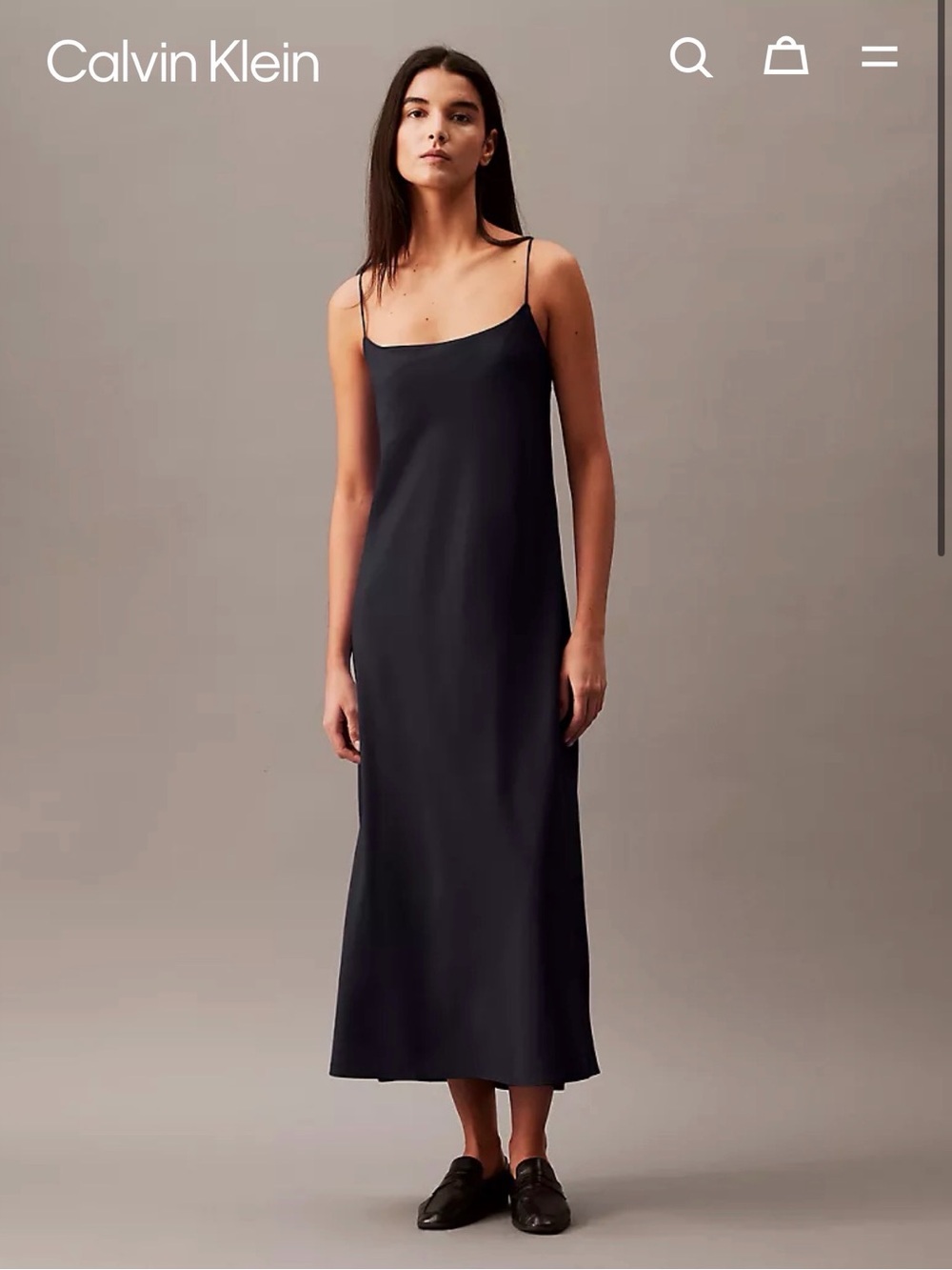 Calvin Klein Women's Black Slip Dress - Sleek Camisole Maxi